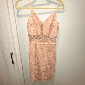 AQUA Pink Lace Dress